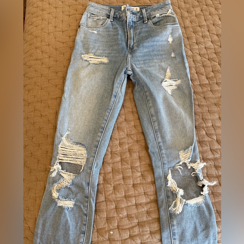 Abercrombie High Rise Super Skinny Ankle Distressed Jean
